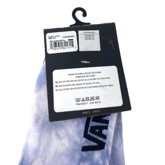 VANS Peek-A-Check Crew Sock 1 Pair Women's Size White Blue Logo VN0006Z1BD2 - Picture 5 of 5